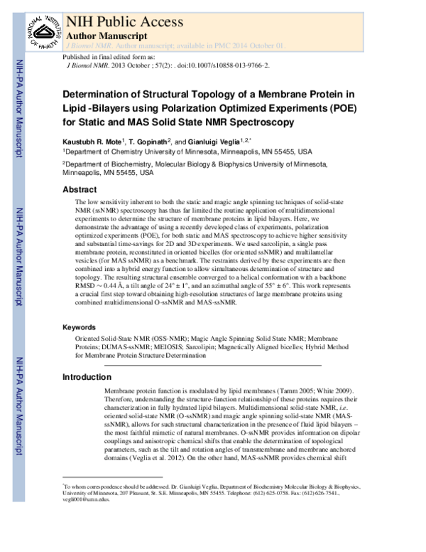 (PDF) Determination of structural topology of a membrane protein in ...