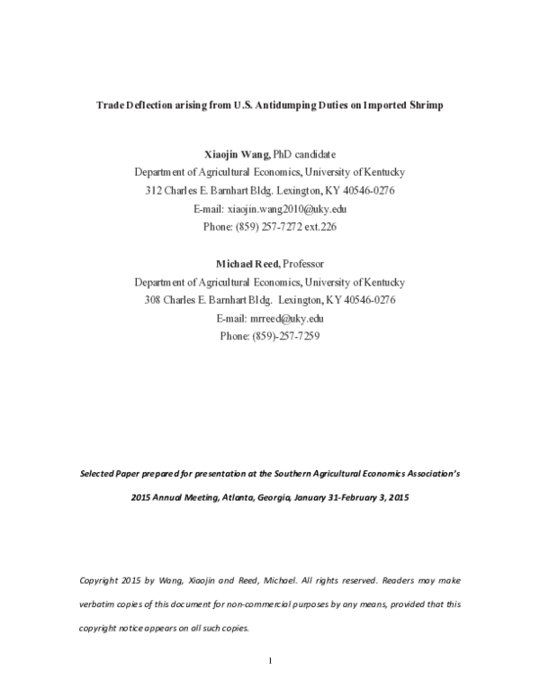 (PDF) Trade Deflection arising from U.S. Antidumping Duties on Imported ...