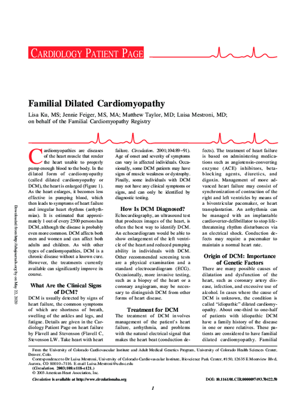 (PDF) Familial dilated cardiomyopathy
