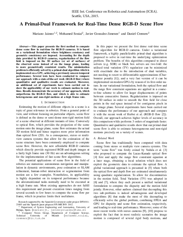 (PDF) A primal-dual framework for real-time dense RGB-D scene flow