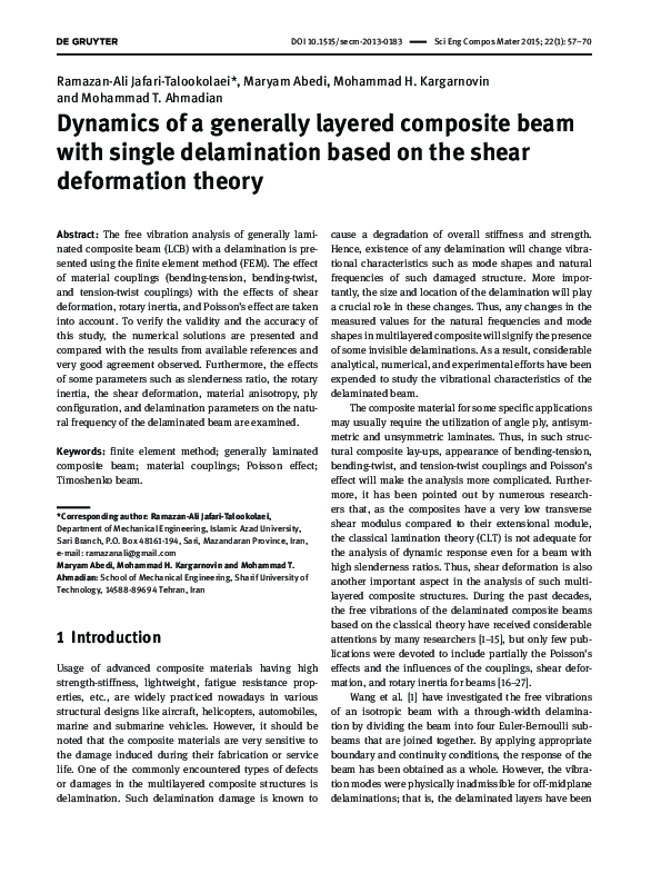 (PDF) Dynamics of a generally layered composite beam with single ...