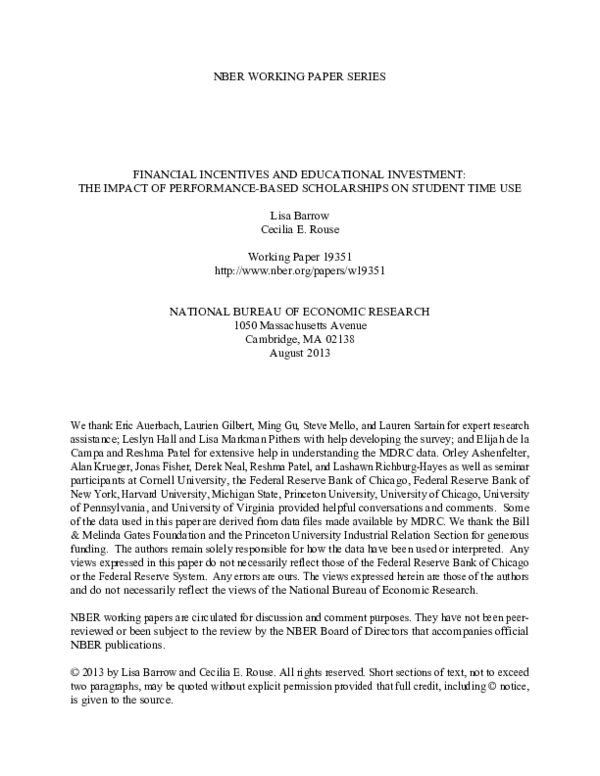 (PDF) Financial Incentives and Educational Investment: The Impact of ...