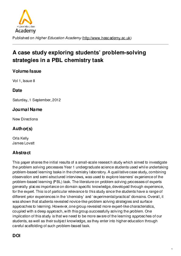 (PDF) A case study exploring students’ problem-solving strategies in a ...