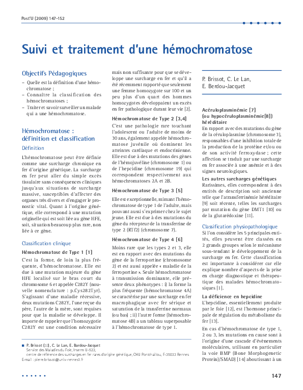 (PDF) Suivi et traitement d’une hémochromatose