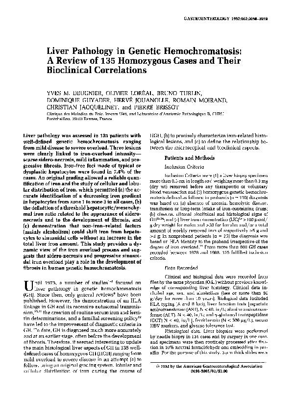 (PDF) Liver pathology in hemochromatosis A review of 135