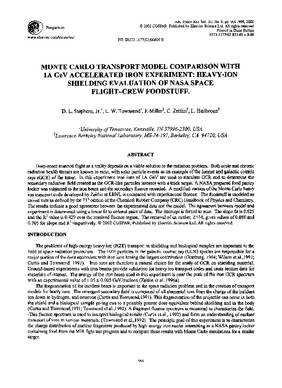 (PDF) Monte Carlo transport model comparison with 1A GeV accelerated ...