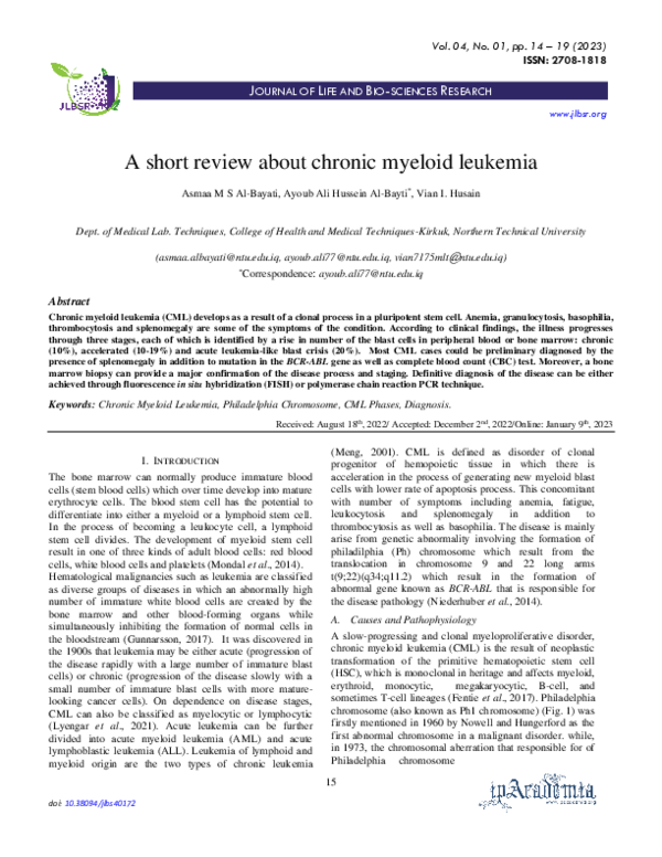 (PDF) A short review about chronic myeloid leukemia