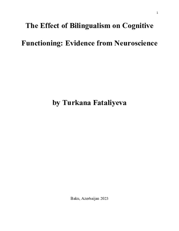(DOC) The Effect of Bilingualism on Cognitive Functioning. Evidence ...