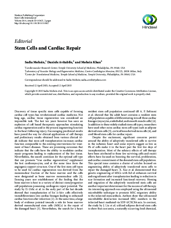 (PDF) Stem Cells and Cardiac Repair