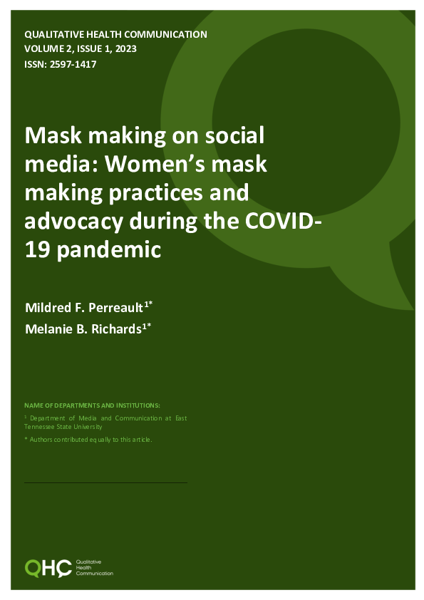 (PDF) Mask making on social media: Women’s mask making practices and ...