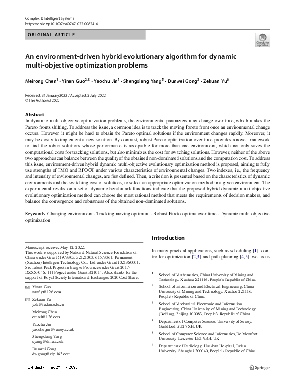 (PDF) An environment-driven hybrid evolutionary algorithm for dynamic ...