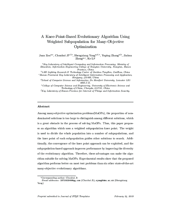 (PDF) A knee-point-based evolutionary algorithm using weighted ...