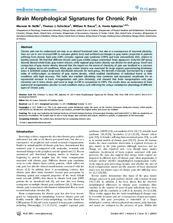 (PDF) Brain Morphological Signatures for Chronic Pain