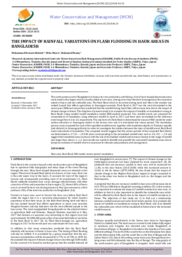 (PDF) The Impact of Rainfall Variations on Flash Flooding in Haor Areas ...