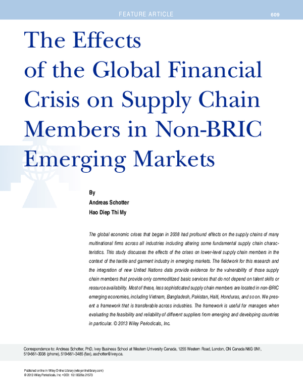 (PDF) The Effects of the Global Financial Crisis on Supply Chain ...