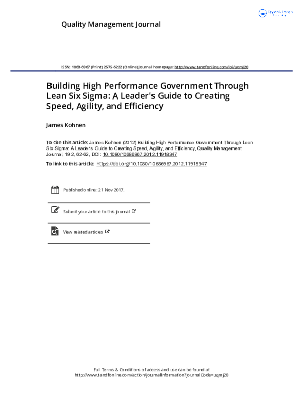 (PDF) Building High Performance Government Through Lean Six Sigma: A ...