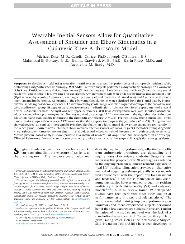 (PDF) Wearable Inertial Sensors Allow for Quantitative Assessment of ...