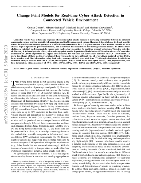 (PDF) Change Point Models for Real-Time Cyber Attack Detection in ...