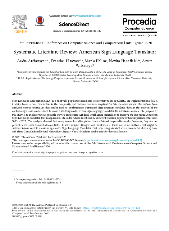  pdf systematic literature review american sign language translator
