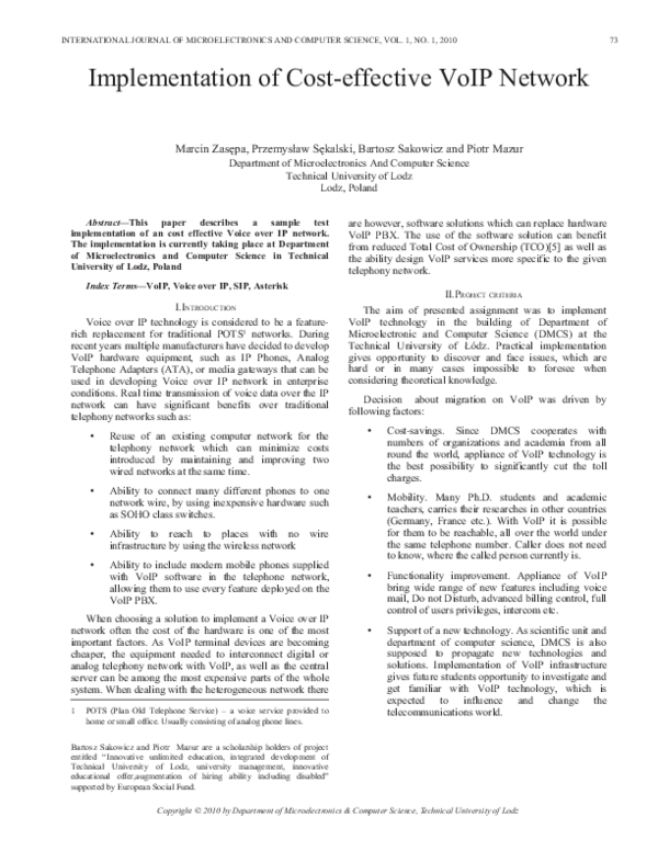 (PDF) Implementation of cost-effective VoIP network