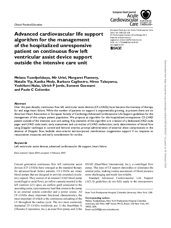 (PDF) Advanced cardiovascular life support algorithm for the management ...