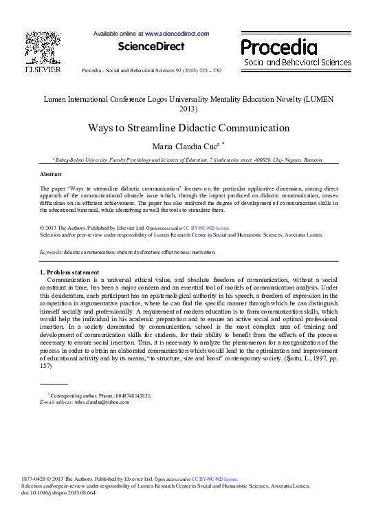 (PDF) Ways to Streamline Didactic Communication