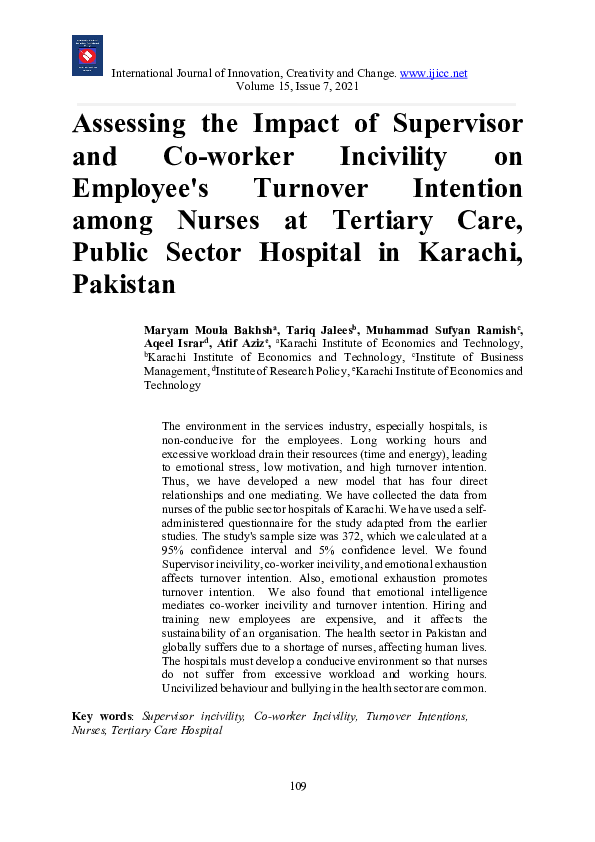 (PDF) Assessing the Impact of Supervisor and Co-worker Incivility on ...