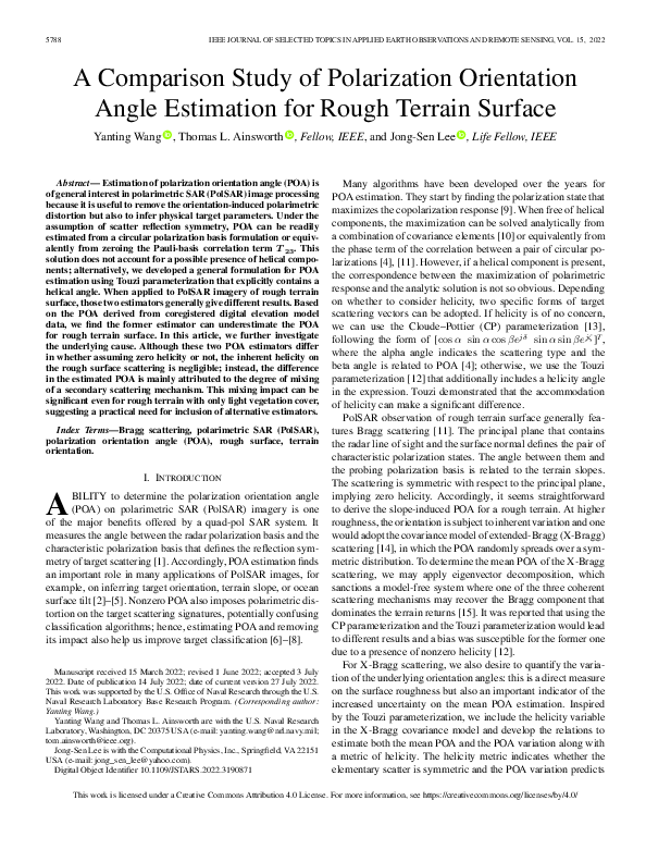 (PDF) A Comparison Study of Polarization Orientation Angle Estimation ...