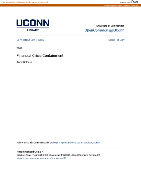 (PDF) Financial Crisis Containment