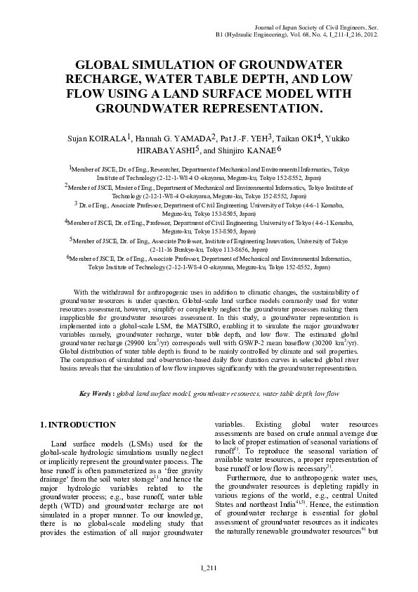 (PDF) Global Simulation of Groundwater Recharge, Water Table Depth, and ...