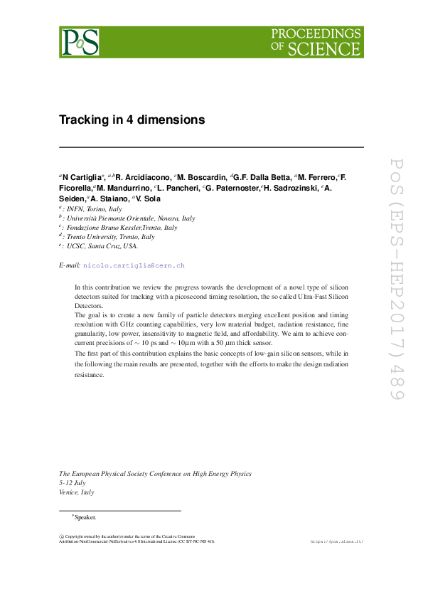 (PDF) Tracking in 4 dimensions