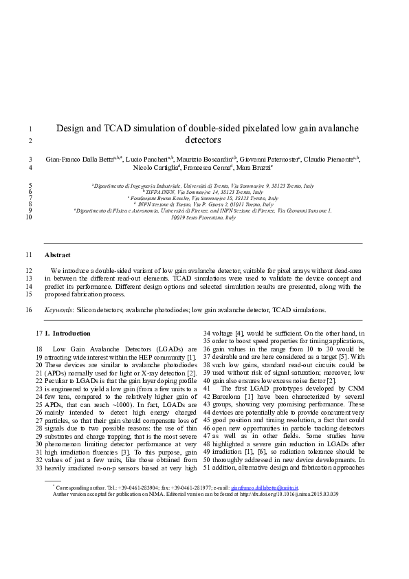 (PDF) Design and TCAD simulation of double-sided pixelated low gain ...