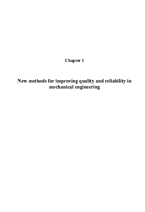 (PDF) New methods for improving quality and reliability in mechanical ...