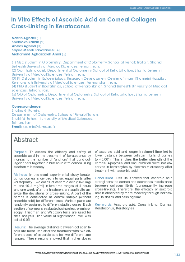 (PDF) In Vitro Effects of Ascorbic Acid on Corneal Collagen Cross ...