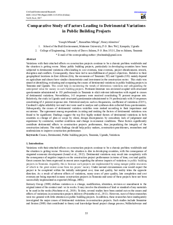 (PDF) Comparative Study of Factors Leading to Detrimental Variations in ...