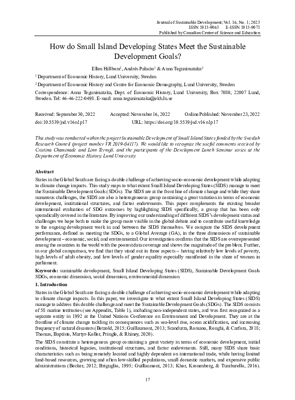 (PDF) How do Small Island Developing States Meet the Sustainable ...