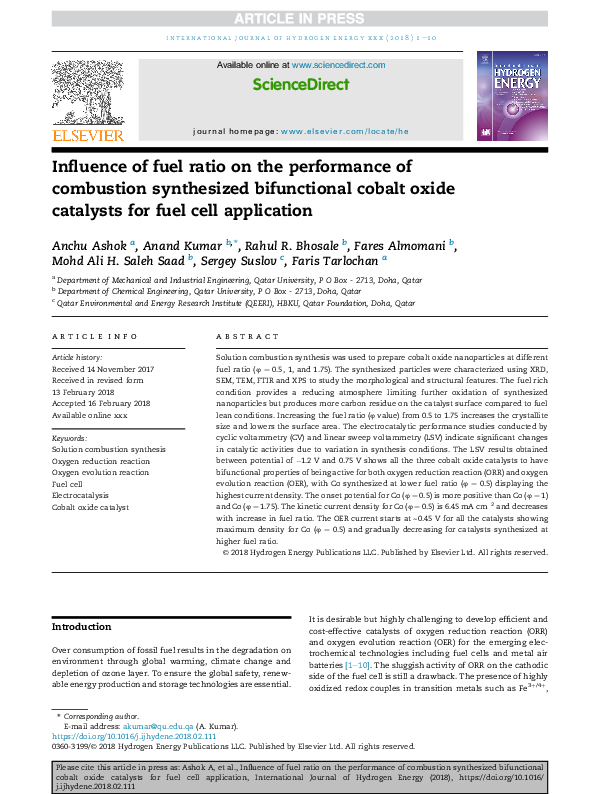 (PDF) Influence of fuel ratio on the performance of combustion ...