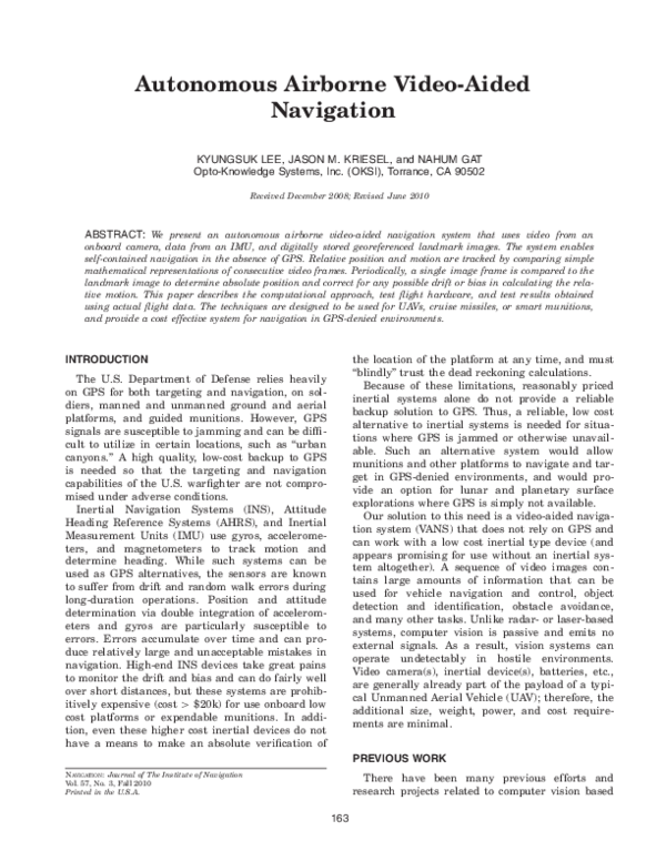 (PDF) Autonomous Airborne Video-Aided Navigation