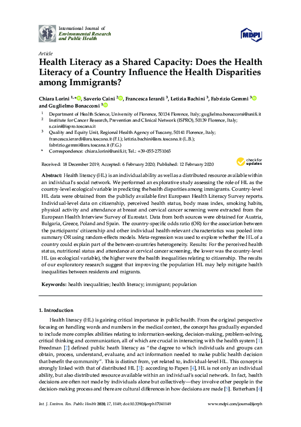 (PDF) Health Literacy as a Shared Capacity: Does the Health Literacy of ...