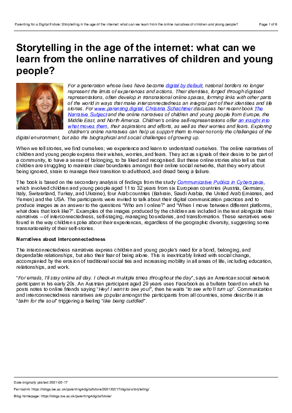 (PDF) Storytelling in the age of the internet: what can we learn from ...