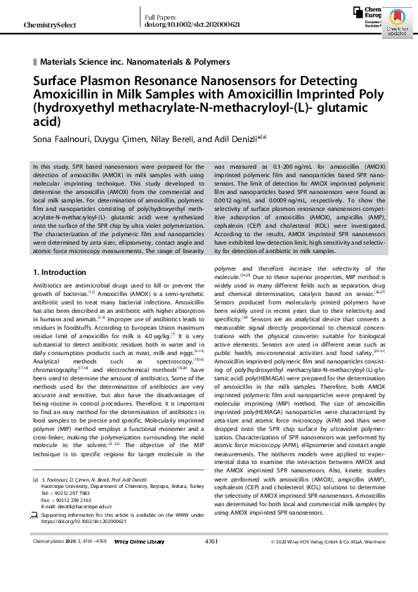 (PDF) Surface Plasmon Resonance Nanosensors for Detecting Amoxicillin ...