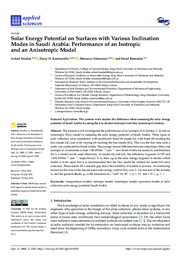 (PDF) Solar Energy Potential on Surfaces with Various Inclination Modes ...