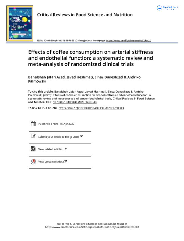 (PDF) Effects of coffee consumption on arterial stiffness and ...