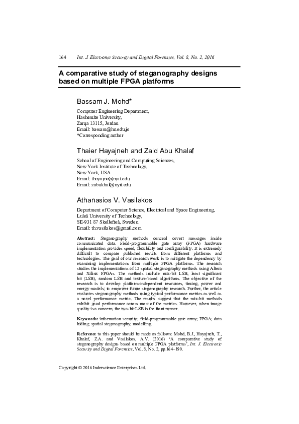 (PDF) A comparative study of steganography designs based on multiple ...