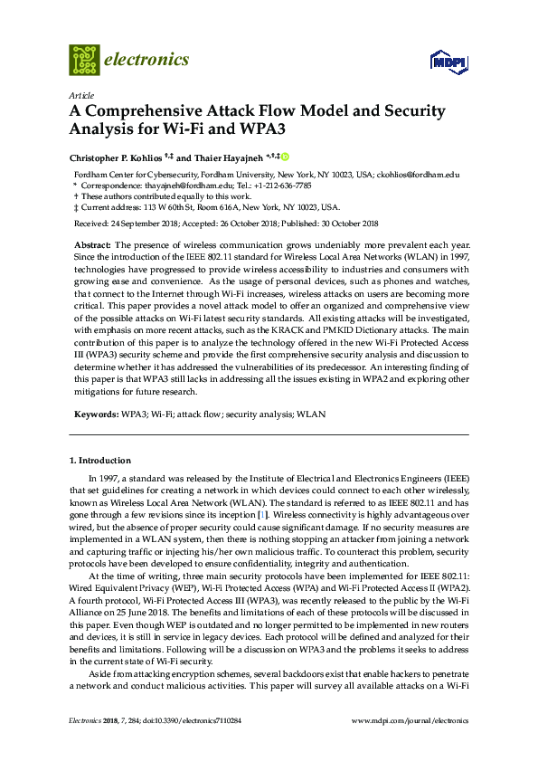 (PDF) A Comprehensive Attack Flow Model and Security Analysis for Wi-Fi ...