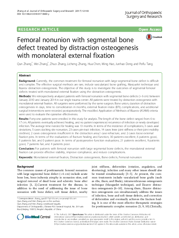 (PDF) Femoral nonunion with segmental bone defect treated by ...