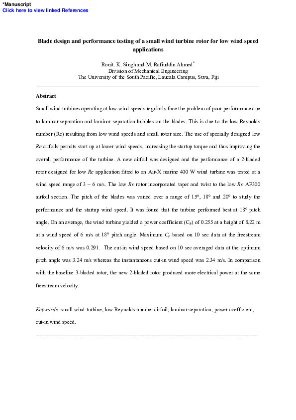 (PDF) Blade design and performance testing of a small wind turbine ...
