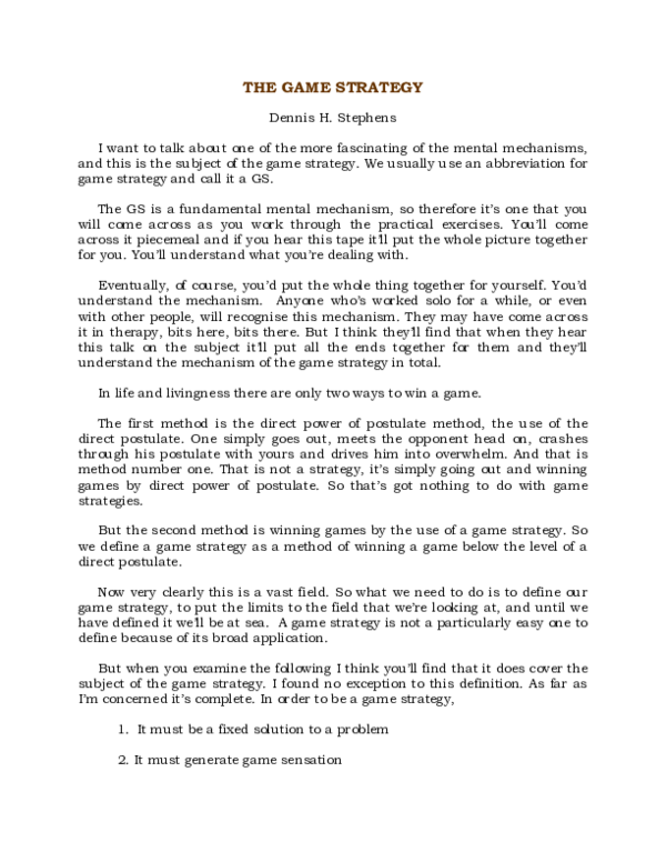 (PDF) The Game Strategy