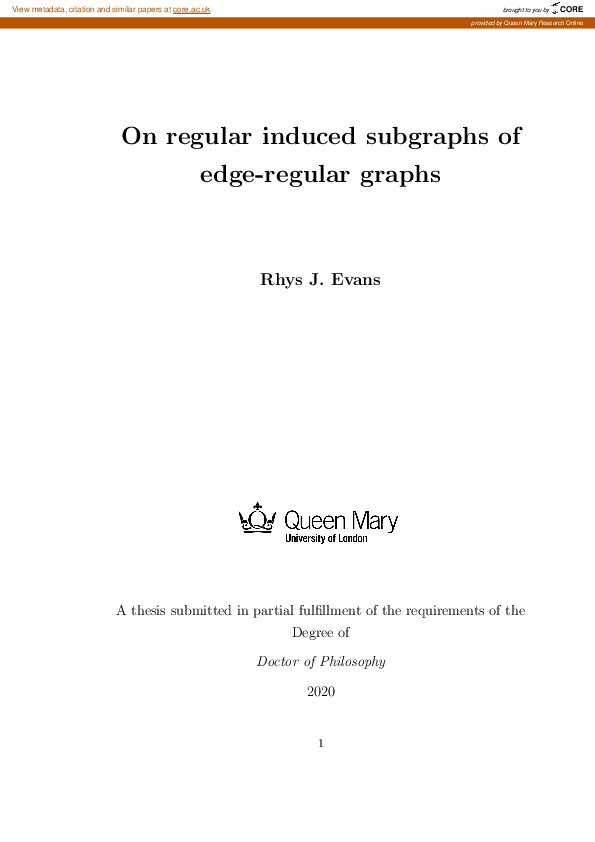 (PDF) On regular induced subgraphs of edge-regular graphs