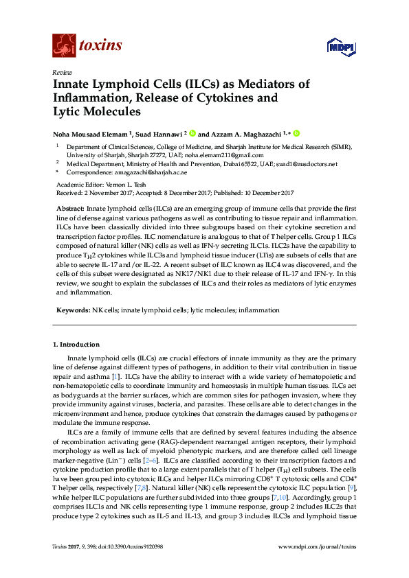 (PDF) Innate Lymphoid Cells (ILCs) as Mediators of Inflammation ...